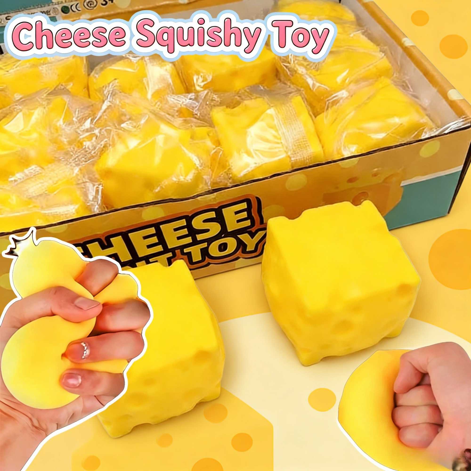 Squishy Square Cheese Squeeze Toys Rebound Push Stress Relief Sensory Toy Soft Butter Cheese Fidget Toy Gifts H260324