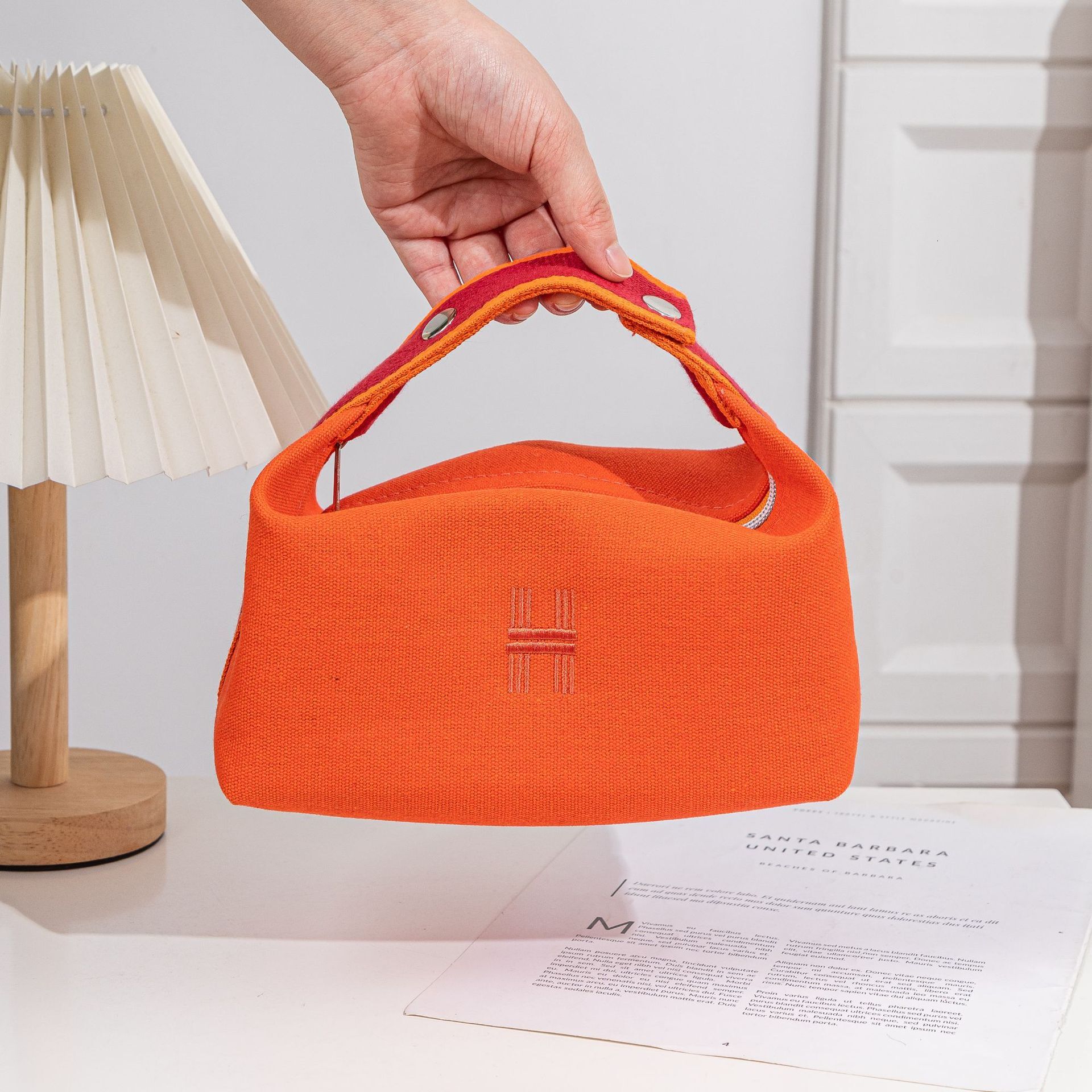 Storage Bag Cosmetic Canvas Handheld For Women High End Texture Large Capacity Multi Functional Travel Toiletry Bag With Zipper