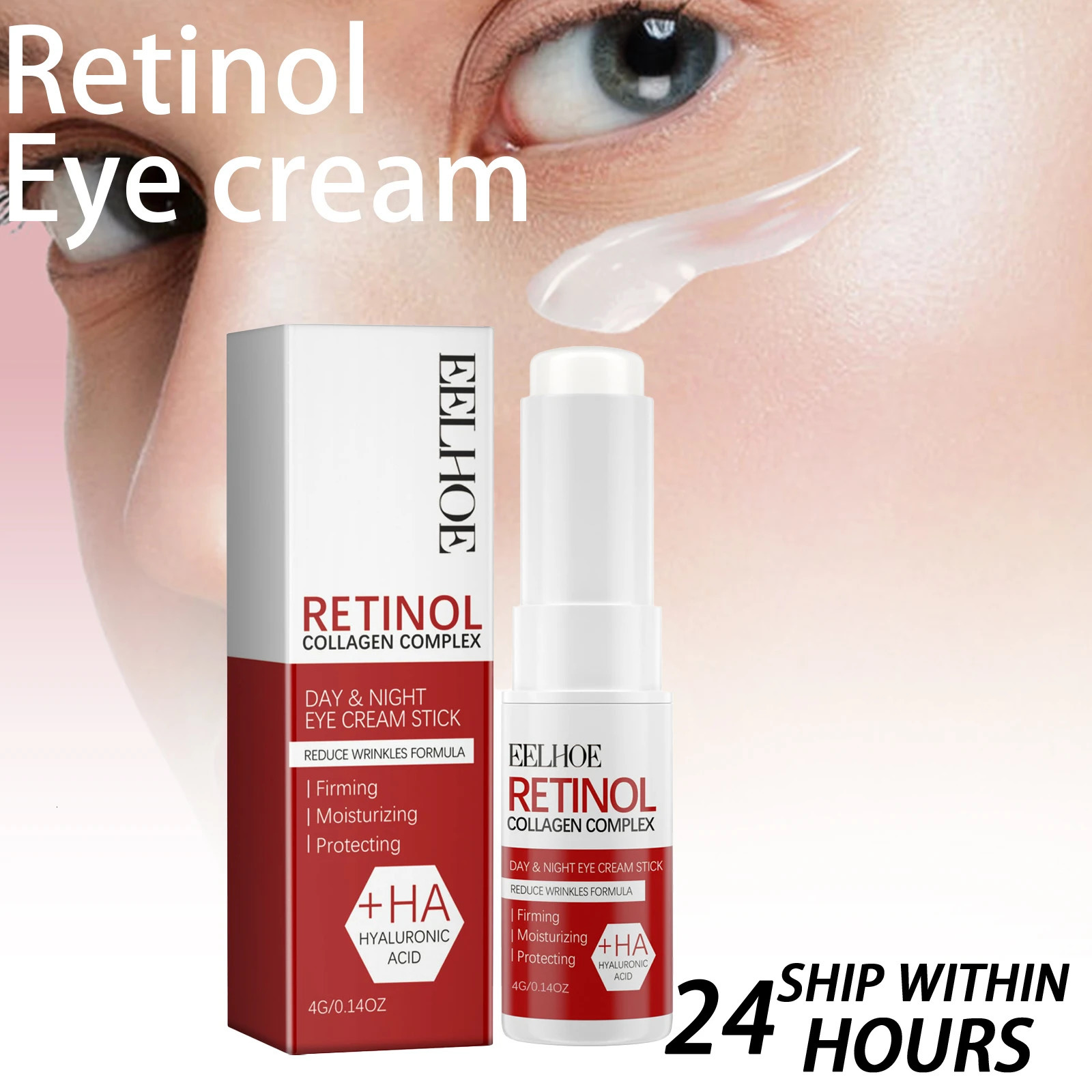 EELHOE Retinol Eye Stick 4g Under Eye Treatment Dark Circle Puffiness Reduction Anti Aging Roller Fine Lines Moisturizing 260318
