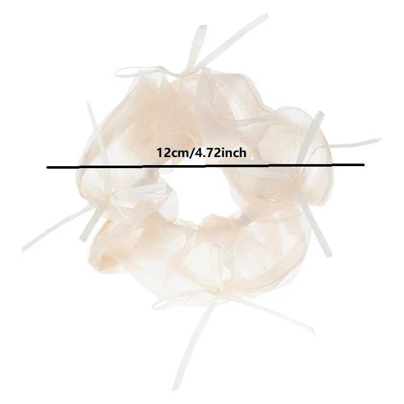 New Simple Bow Mesh Scrunchies Fairy Solid White Large Hair Ties Rope Women Rubber Hair Bands Kawaii Pink Purple Ponytail Holder H260324