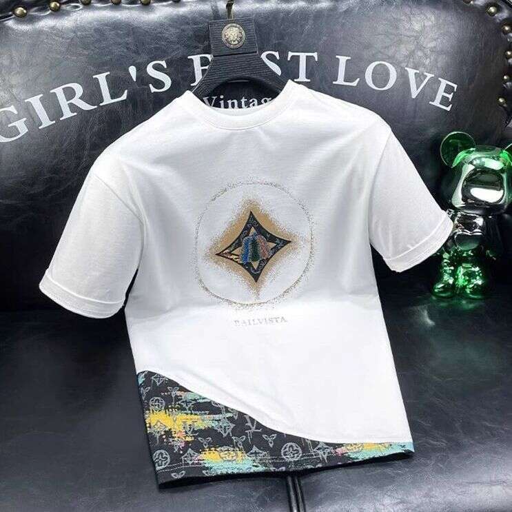 2024 Summer Hot Item: European Style Men's Light Luxury Short-Sleeve T-Shirt, Fashionable Slim-Fit Round-Neck Tee With Unique Personality Asia Si