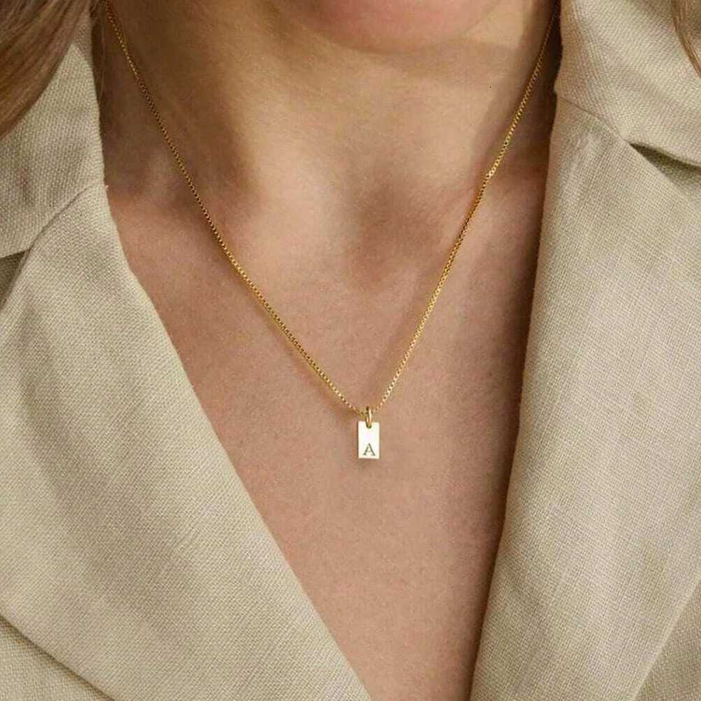 Initial Necklace Engraved A-Z Alphabet Charm Necklace Box Chain Stainless Steel Womens Minimalism Jewelry Gift H260324 - view 4