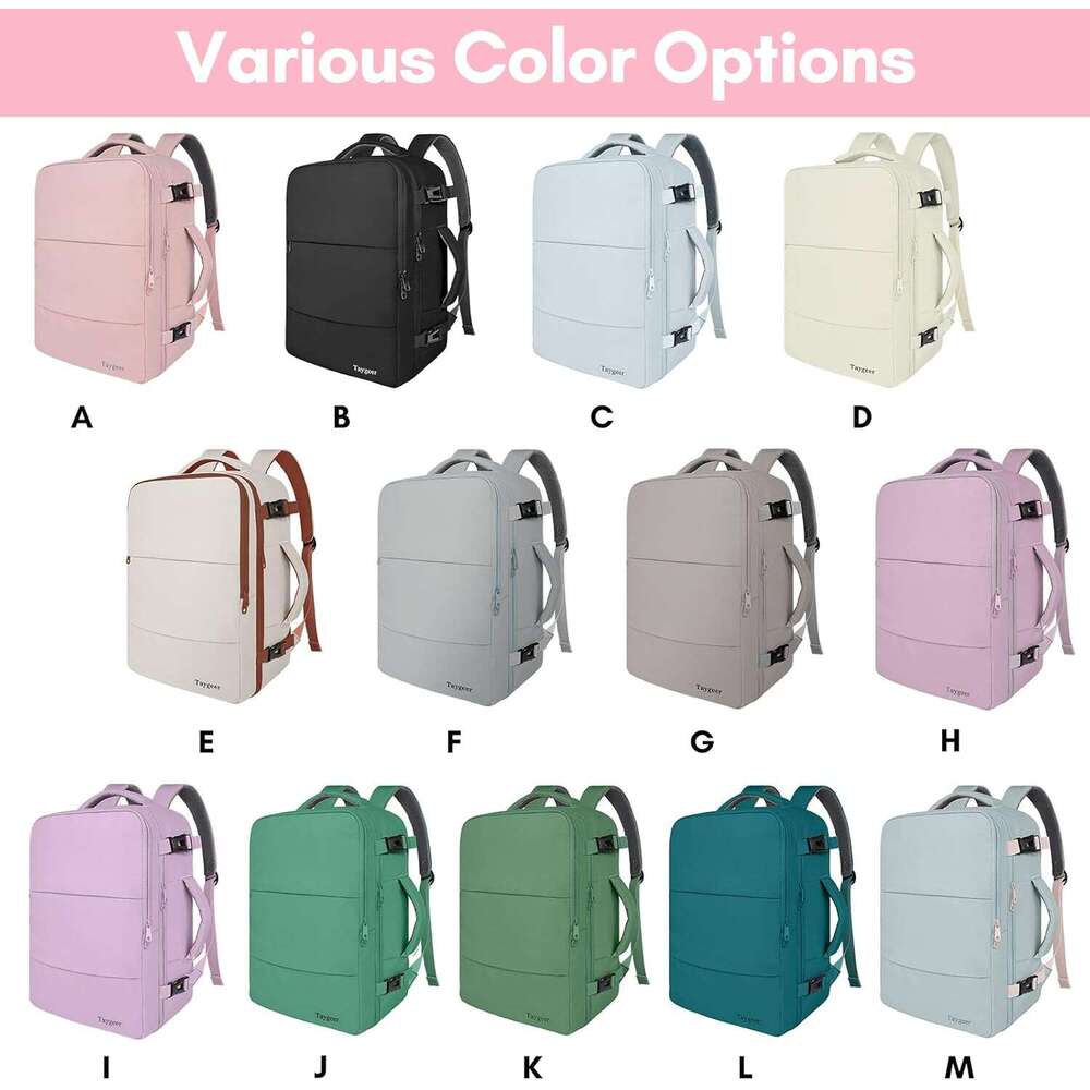 Women's travel backpack, carry-on with USB charging port shoe compartment, TSA-approved laptop flying, college nurse bag, casual backpack for wee