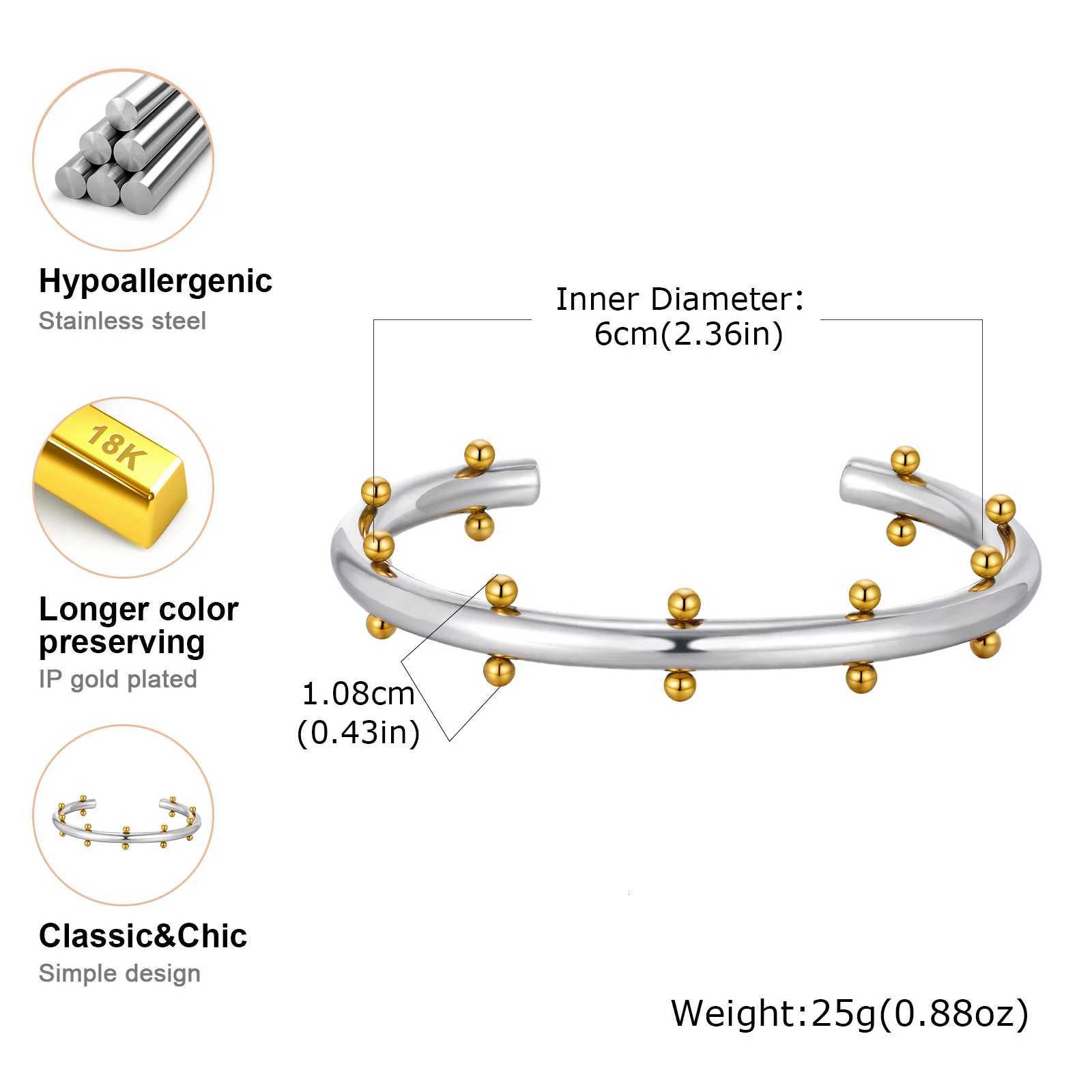 Unique With Mini Balls For WomenGold Plated Stainless Steel Bangles BraceletFashion Jewelry Gifts H260323 - view 7