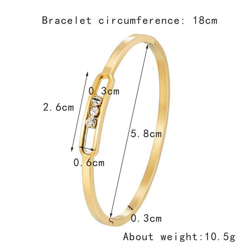 Classic Slideable 3 Zircon Bangle For Women Wedding Day Gift Stainless Steel High Quality Brand Jewelry H260323 - view 7
