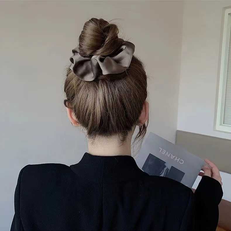 Elegant Silk Elastics Hair Band Solid Color Scrunchies for Women Girl Ponytail Holder Hair Rope Korean Hairband Hair Accessoires H260324