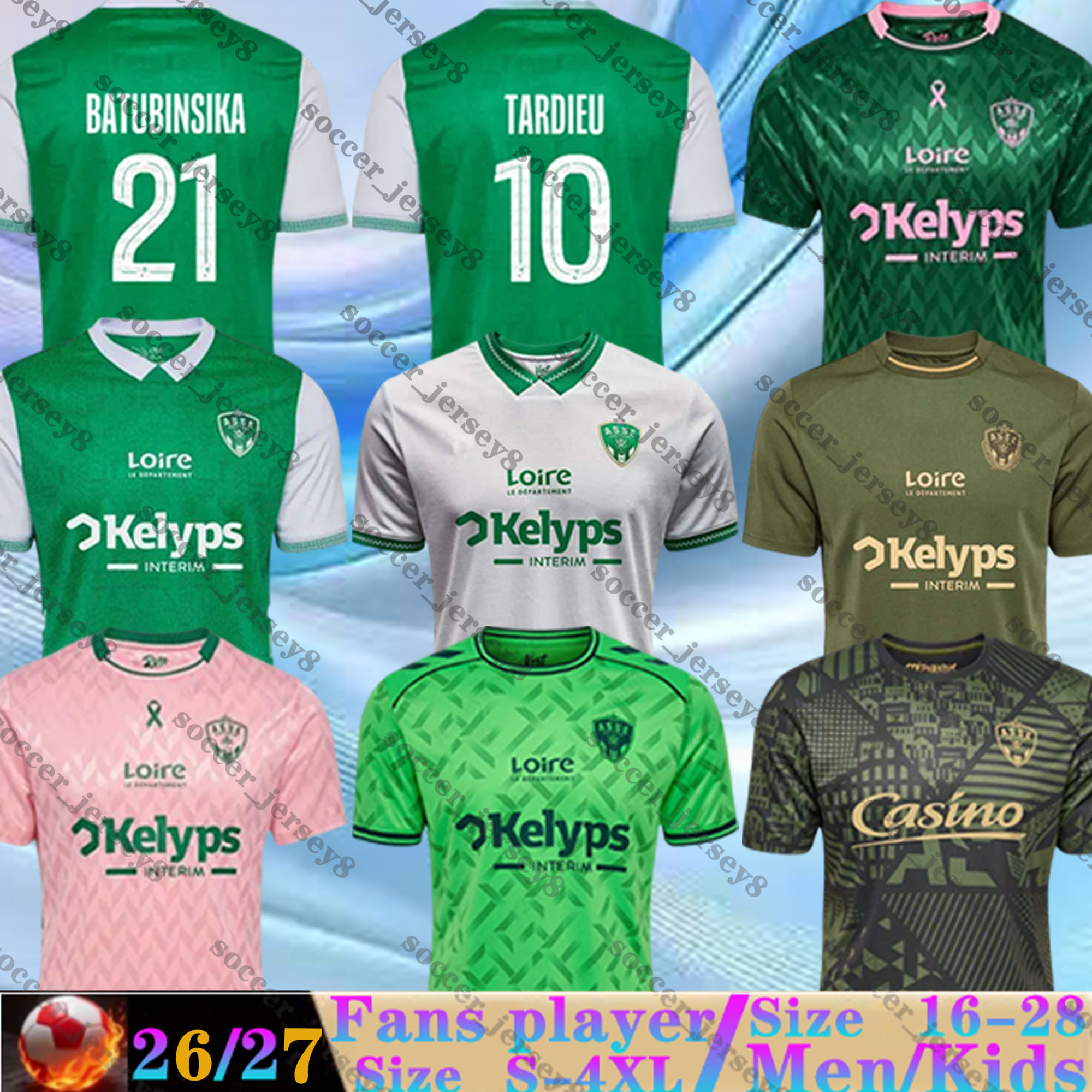 2025 2026 AS Saint Etienne Soccer Jerseys ASSE STASSIN TARDIEU Youssouf Home Away 4TH men uniforms KHAZRI BOUDEBOUZ AHOLOU MOUEFFEK 25 26 27 kids kit Football Shirts