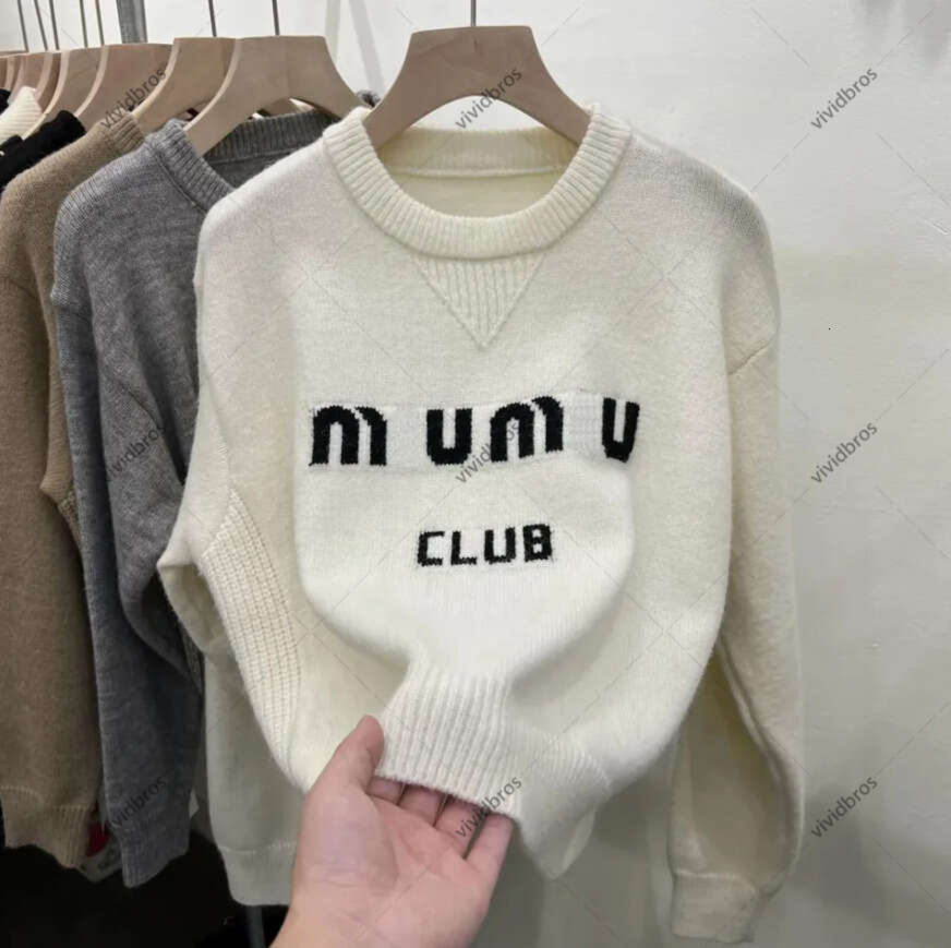 Womens Designers Sweaters New Women Knitwear Knit Crow Neck Sweater Ladies Pullover Letter Long Sleeve Oversized Fashion Clothing