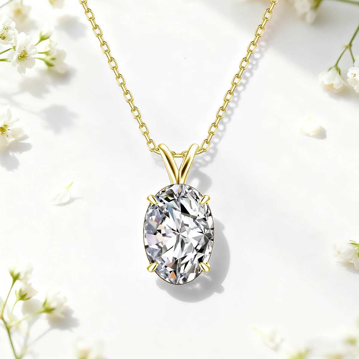14K Gold Filled Solitaire Oval Cut Moissanite Pendant Necklace for Women D VVS Lab Diamond Wedding Jewelry Exquisite Party Gifts H260324 - view 6