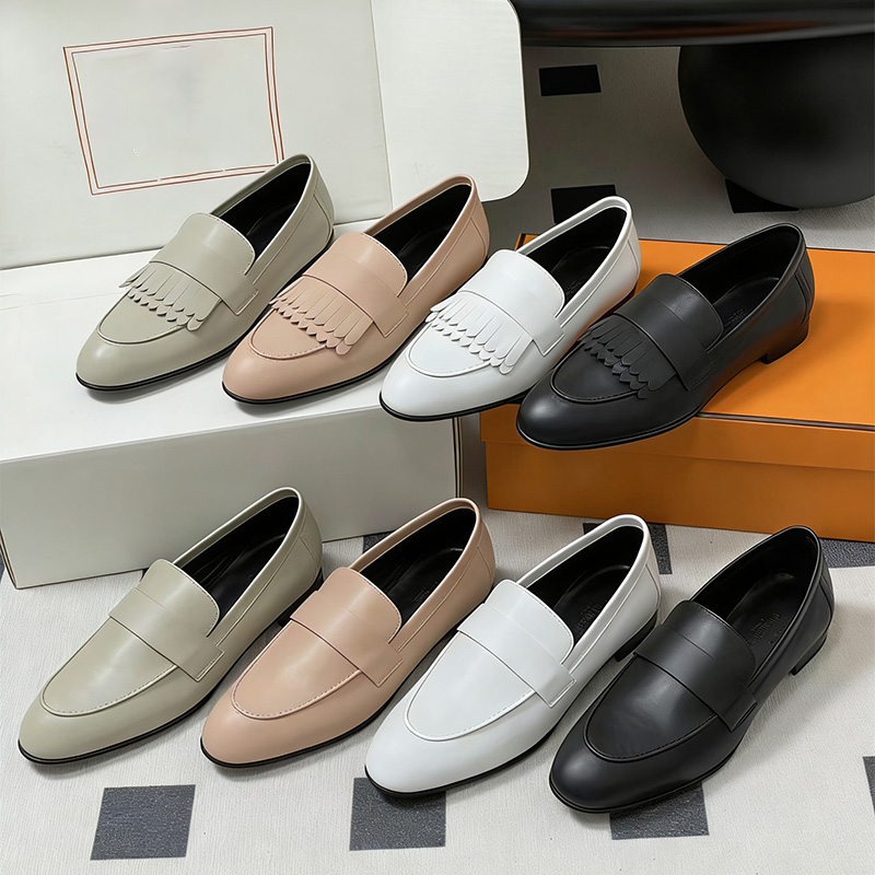latest platform dress shoes for womens office luxury designer Loafers classic buckle cowhide Mules party muffin lace up Loafer top quality Flat Shoe Business bag