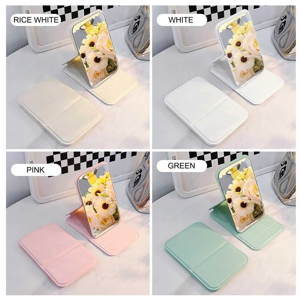 Folding Makeup Mirror With Adjustable Stand Pu Leather Soft Cover Small Makeup Mirror Portable Travel Mirror For Office Desk H260324