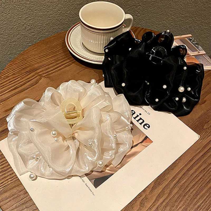 VANIKA Summer Sweet Pearls Big Bow Hair Claw Clips for Women Solid colours Elegant Bowknot Ponytail clip Headdress Accessories H260324