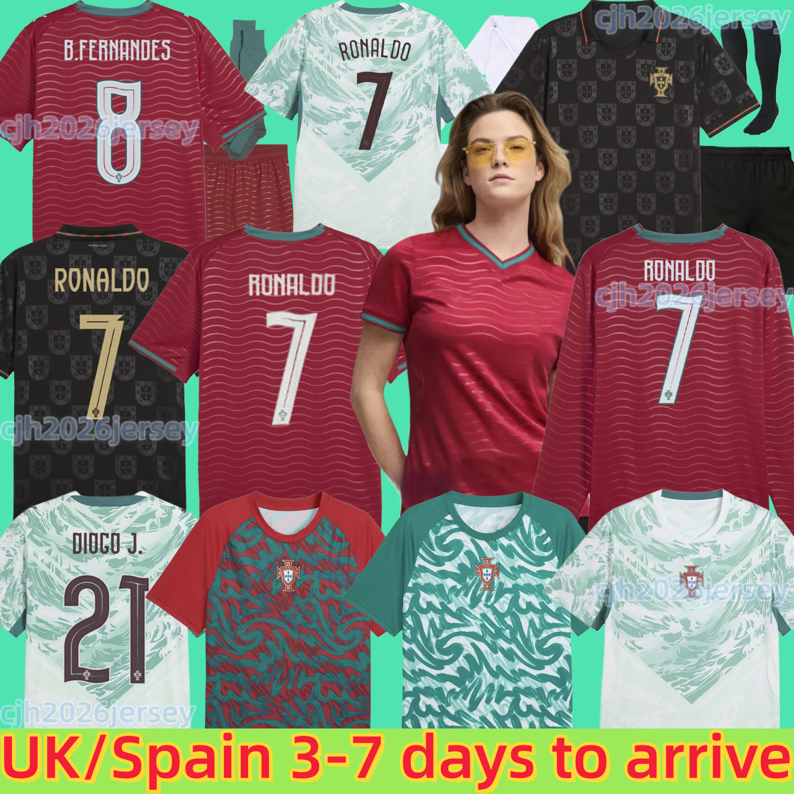 2026 Portugal soccer jerseys B.FERNANDES R. Leao JOAO FELIX PEPE BERMARDO camisa de futebol VITINHA football shirt Men Kids kit women RoNalDo Portuguese DIOGO JOTA