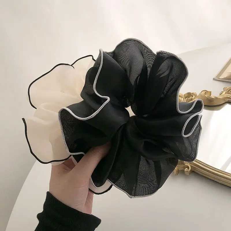 1pc Spring and summer oversized organza large intestine hair loop mesh temperament fat intestine loop lock edge headband flower H260324