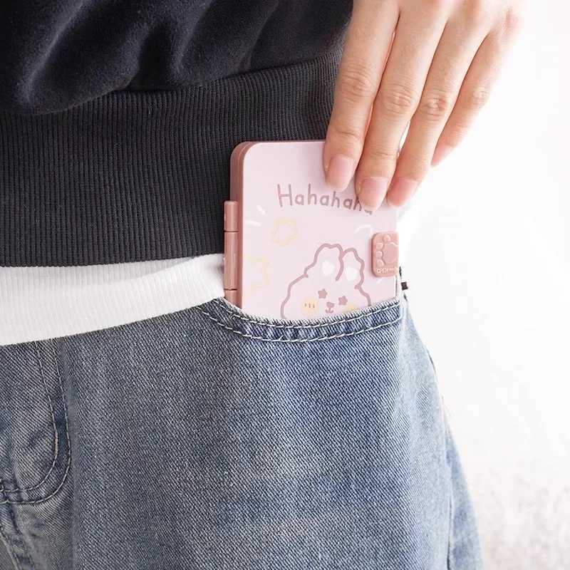 Cute foldable portable makeup mirror 2-in-1 mini handheld makeup and comb perfect for students and young girls makeup cheap H260324