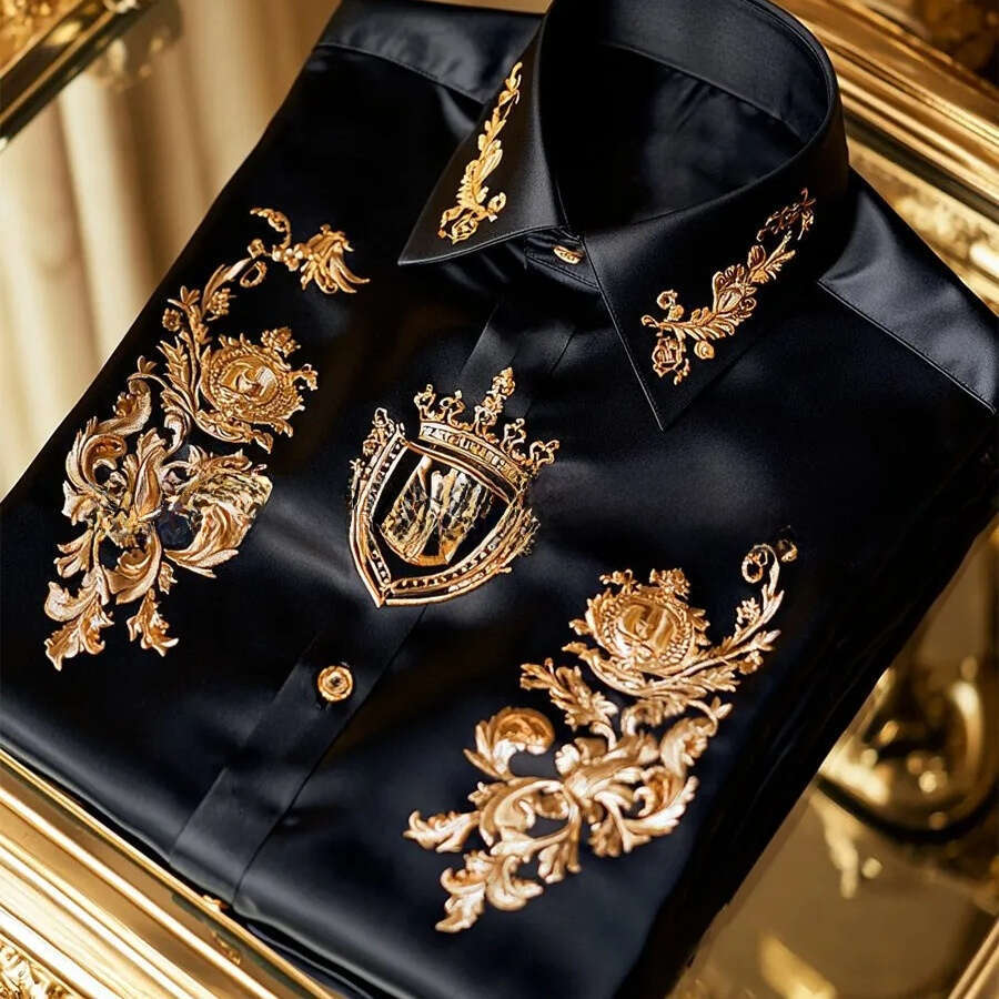 2026 Cross-Border Clothing Spring And Autumn New Casual Trendy Men's Long-Sleeve 3D Digital Print Satin Shirt