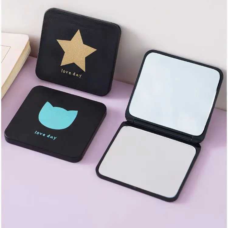 Mini makeup mirror portable small mirror for girls cute folding double-sided mirror student hand-held makeup mirror H260324