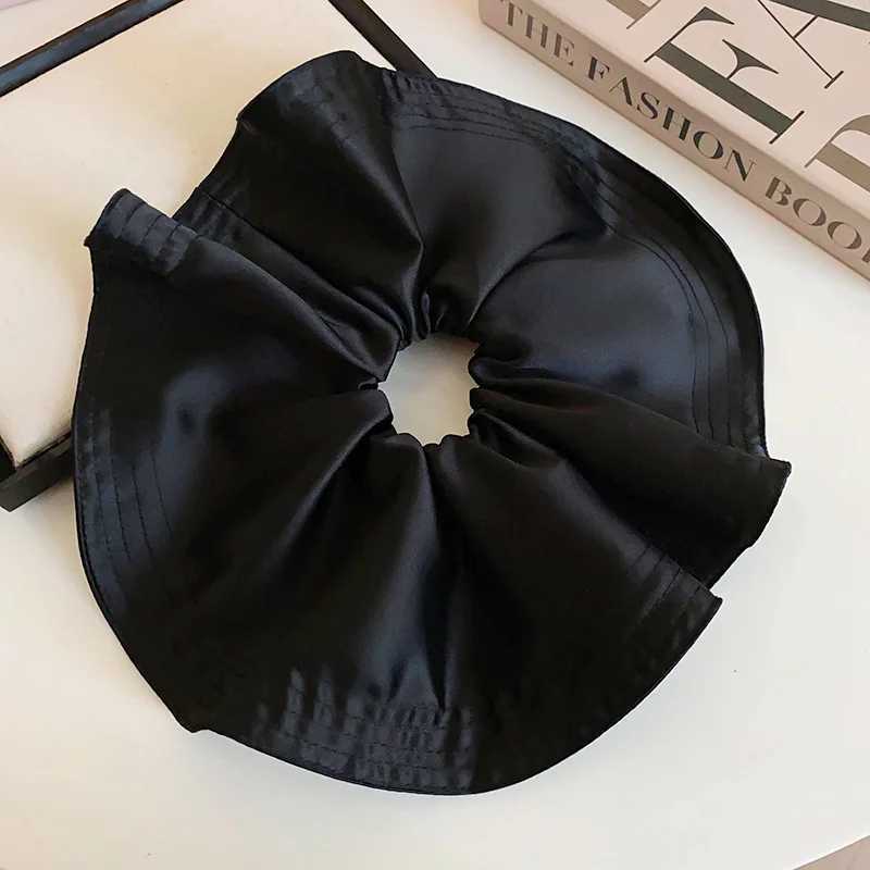 New Fabric Black Pleated Large Hair Ties for Women Scrunchies Temperament Herben Style Personality Fashion Ponytail Accessories H260324