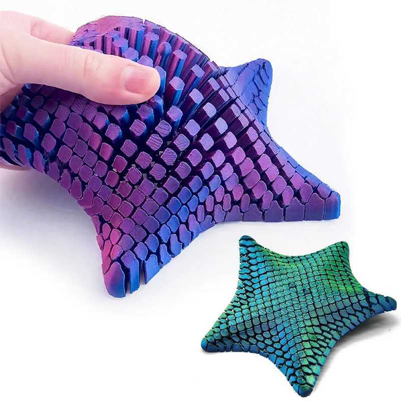 3D Printed Articulated Starfish Stress Relief Toy Flexible Fidget Toy Movable Joints Decompression Toy Marine Animal Desk Decor Z260324