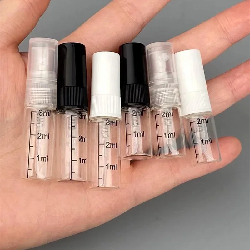 50pcs 100pcs 2ml 3ml 5ml 10ml Refillable Perfume spray Bottle With Scale Empty Mini Graduated Spray Bottle Perfume Bottles 260318