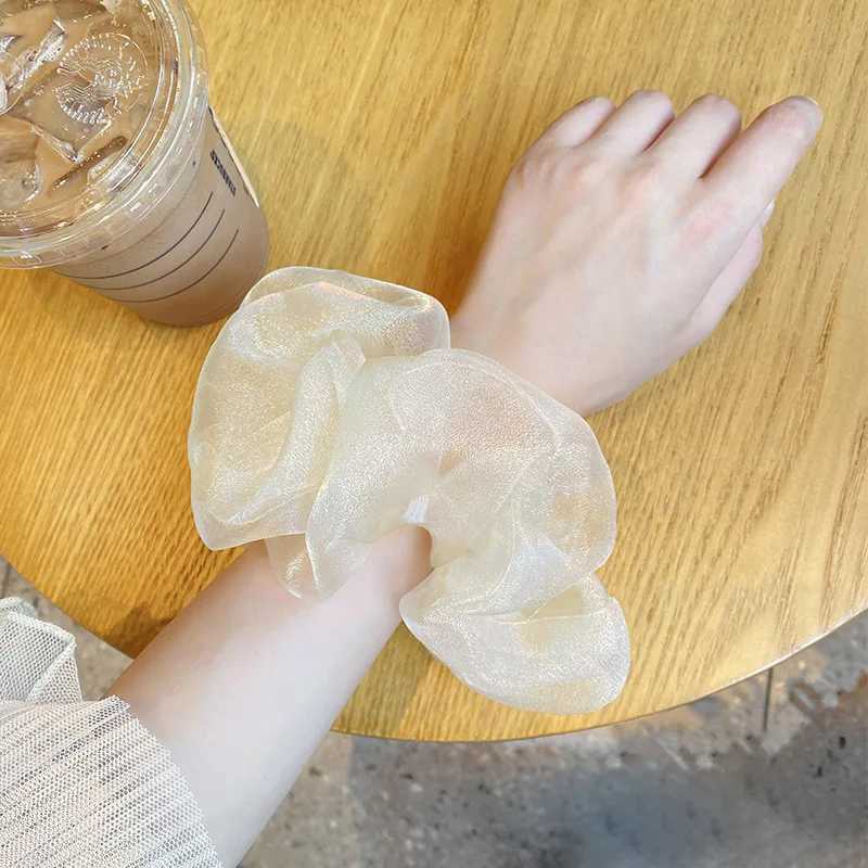 French Double Layer Pearlescent Hair Circles for Women Fashion Elegance Large Mesh Headrope Party Hair Accessories Gift H260324