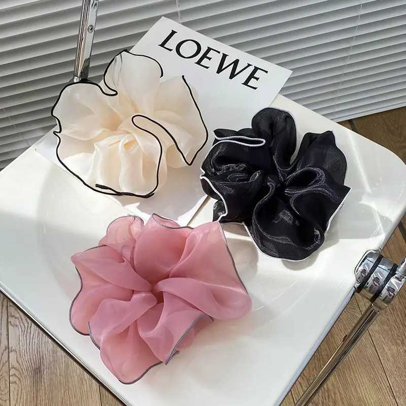 1pc Spring and summer oversized organza large intestine hair loop mesh temperament fat intestine loop lock edge headband flower H260324