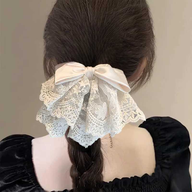 1pc French Romantic Lace Bow Ponytail Clip Stylish Style Small Grip Clip Hairpin Hair Accessories Headwear H260324