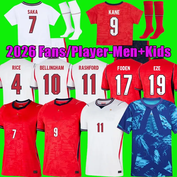 2026 2027 England KANE Soccer Jerseys PICKFORD RICE EZE SAKA ROGERS FODEN PALMER BELLINGHAM GORDON WHARTON RASHFORD GUEHI 26 27 football men kids National shirts
