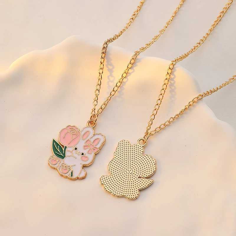 Cute Rose Moon Bunny Necklace For Kids Children Fashion Cartoon Rabbit Necklace Pendant Jewelry DIY Accessories Girlfriends Gift H260324 - view 6