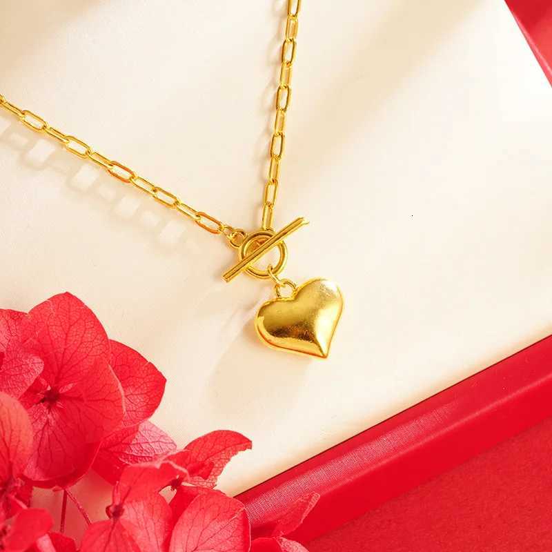 Luxury 24K 9999 Pure Gold real gold Womens Peach Heart Pendant Necklace H260324 - view 3