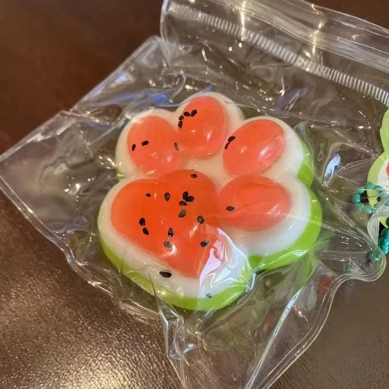 Watermelon Cat Paw Squeeze Pinch Slow Rebound Realistic Paw Design Fun Suitable for Valentines Day/birthday Gifts H260324