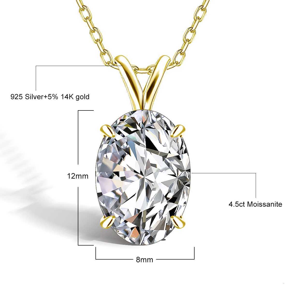 14K Gold Filled Solitaire Oval Cut Moissanite Pendant Necklace for Women D VVS Lab Diamond Wedding Jewelry Exquisite Party Gifts H260324 - view 7