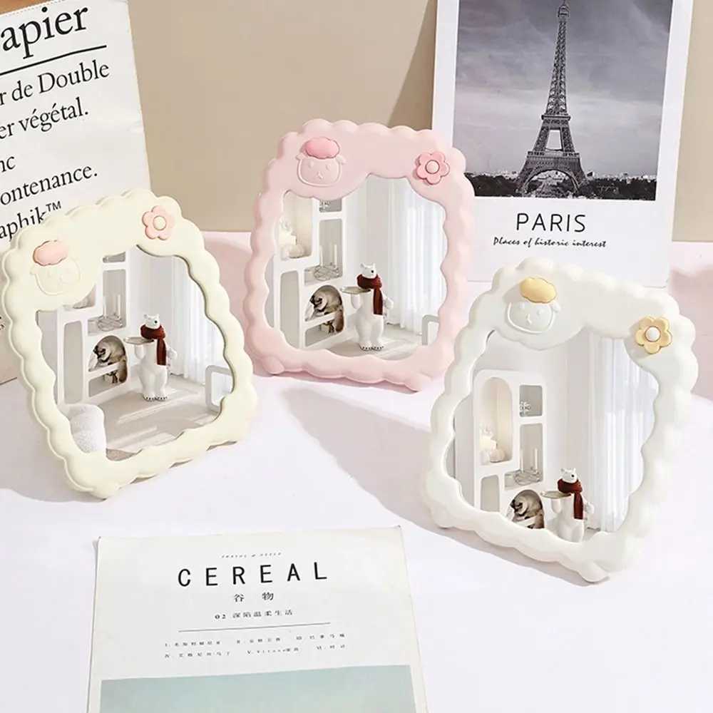Gift Cartoon Desktop Stand Mirror Cute Sheep Kawaii Makeup Mirror Dual-purpose Wall-mounted Vanity Mirror Women Girls H260324