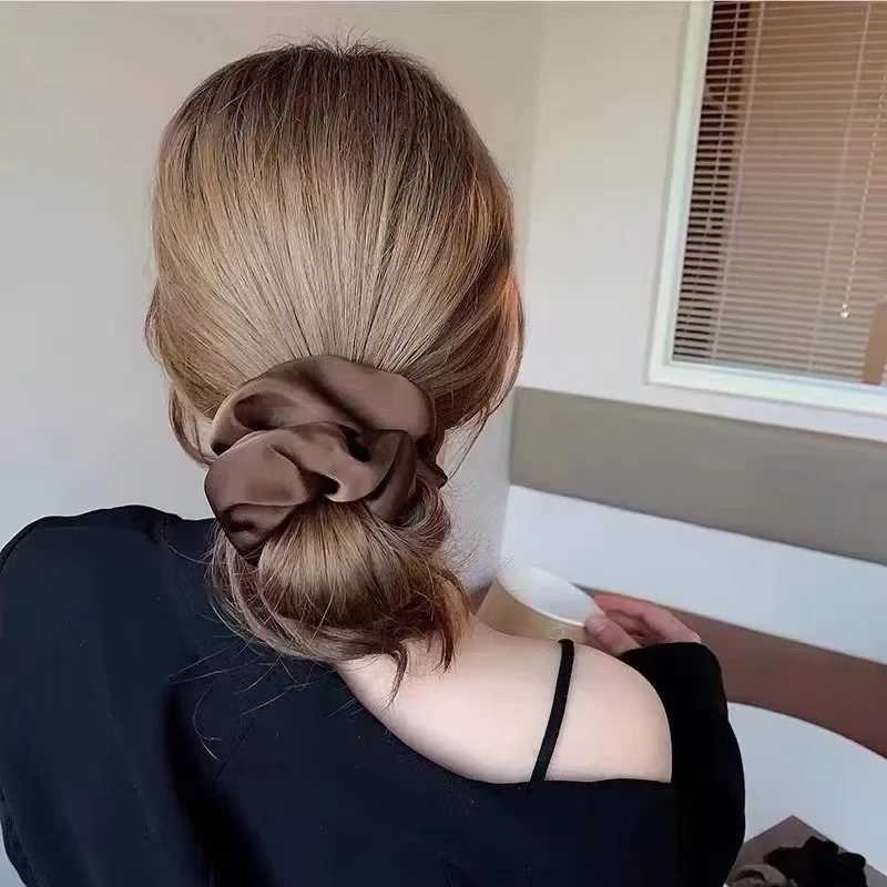 1pcs Women Silk Satin Scrunchies Korean Ladies Girls Elastics Hair Band Ponytail Hold Hair Accessories H260324
