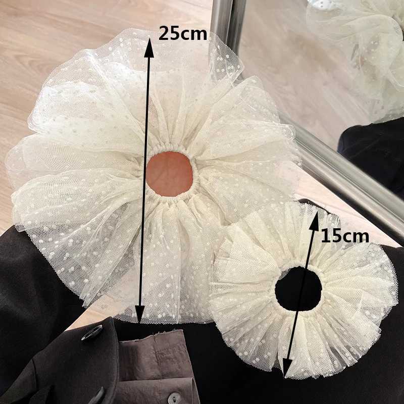 Lystrfac 1/2Pcs Oversize Scrunchies Lace Hair Ring Mesh Dot Big Hair Rope Female High Elastic Rubber Band Hair Accessories H260324