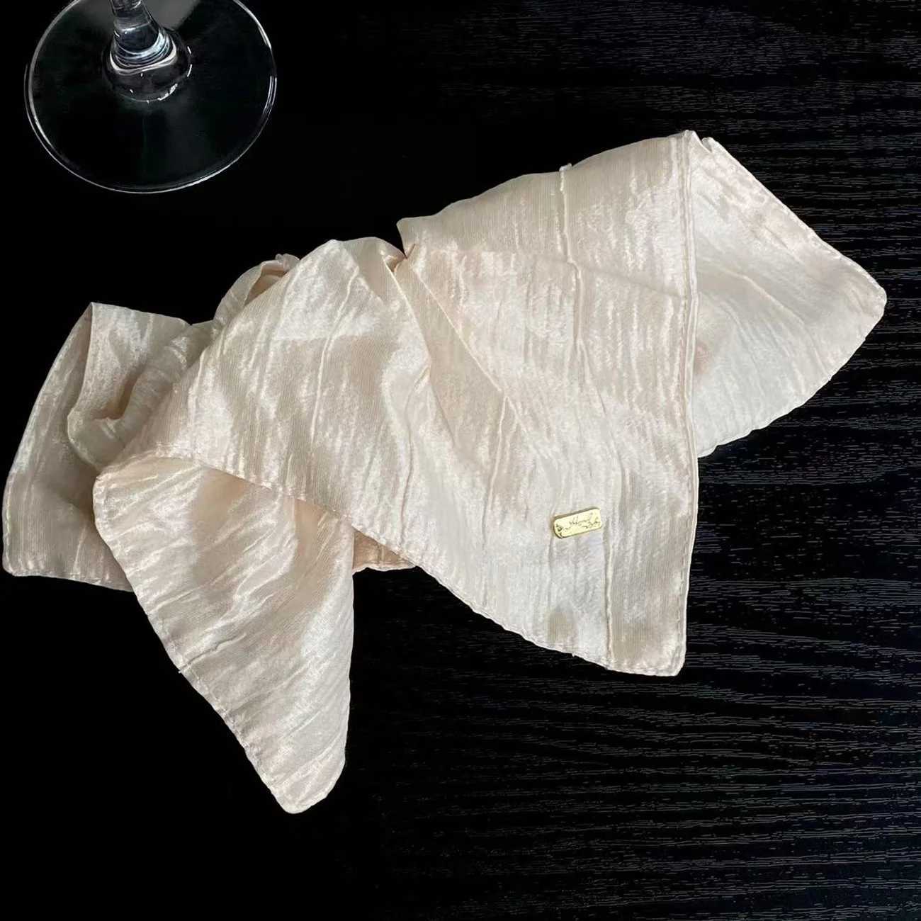 1PC Fashionable Elegant Champagne Gold Hair Scrunchie Scarf - High-end Simple Daily New Style Hair Tie for Ponytail H260324