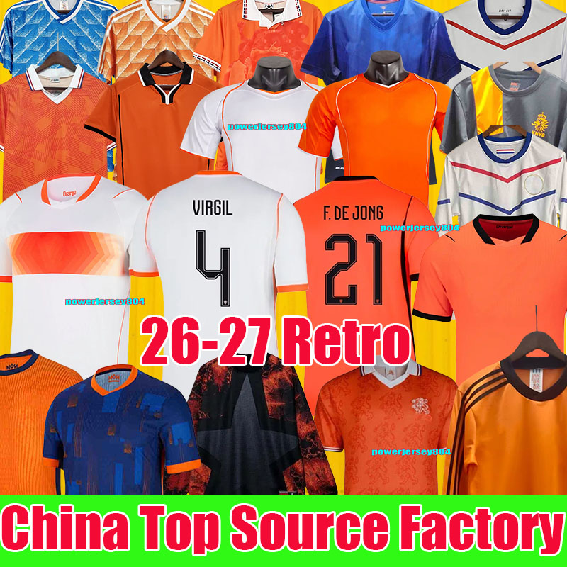 Netherlands soccer jersey 26 27 Gullit 1988 Retro Holland Jersey F.DE JONG VIRGIL XAVI DUMFRIES BERGKAMP Shirt KLAASSEN BLIND DE LIGT Men KIDS GAKPO MEMPHIS