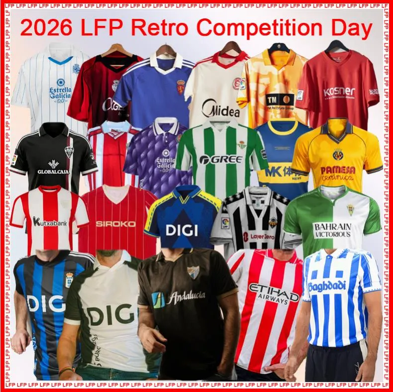 26 27 Spanish La Liga Retro Match Day Football Shirt Albacete Season Malaga Osasuna Oviedo Valladolid Bettis Villarreal Grana da Girona Bilbao Deportivo La Coruna