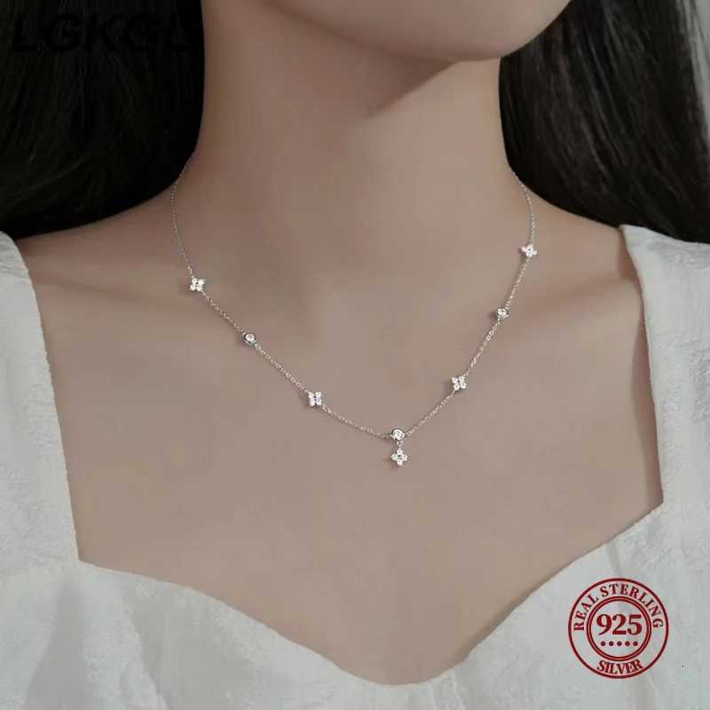 LGKGL Read S925 Sterling Silver Plated 18K Gold Sparkling Zircon Flower Necklace for Women Girl Exquisite Party Jewelry Gifts H260324 - view 4