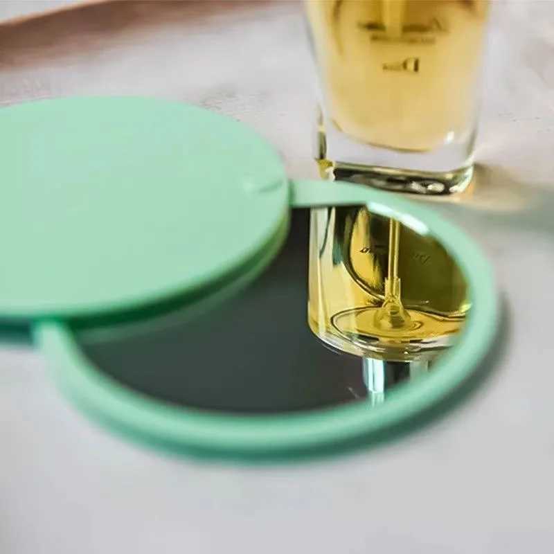 Round Folding Makeup Mirror Mini Portable Pocket Mirror HD Vanity Mirror Rotating Slide Cover Handheld Cosmetic Mirror H260324