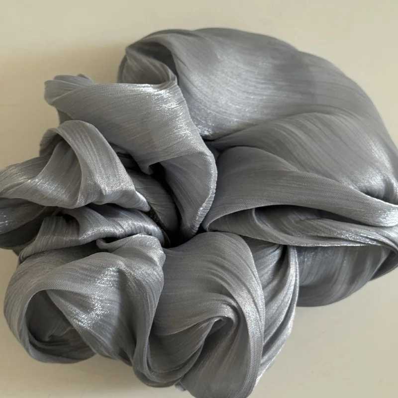 Fashion Vintage Glossy Chiffon Gauze Hair Scrunchies Women Elegant Large Elastic Hair Bands Bright Solid Ponytail Hair Ties Rope H260324