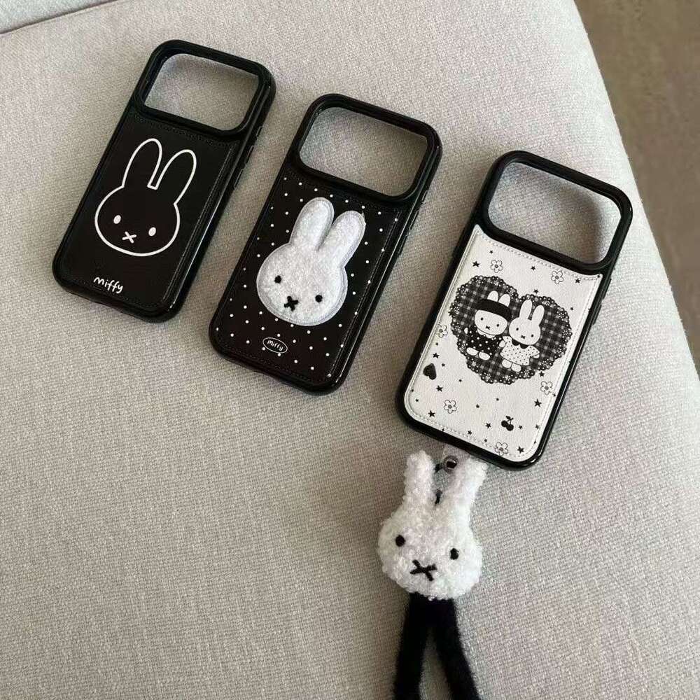 Polka Dot Embroidered Miffy Rabbit Compatible with iPhone 17 Pro Max Leather Texture Phone New 16/15/14 Soft Case 13