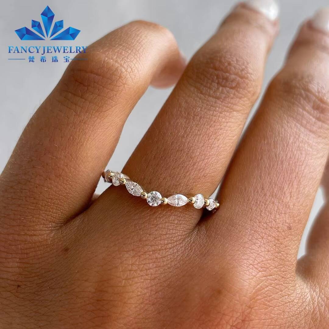 2CT Oval Shape Wedding Ring Moissanite Eternity Band Moissanite Bridal Ring Set Gold New for Man and Women Fancy Jewelry