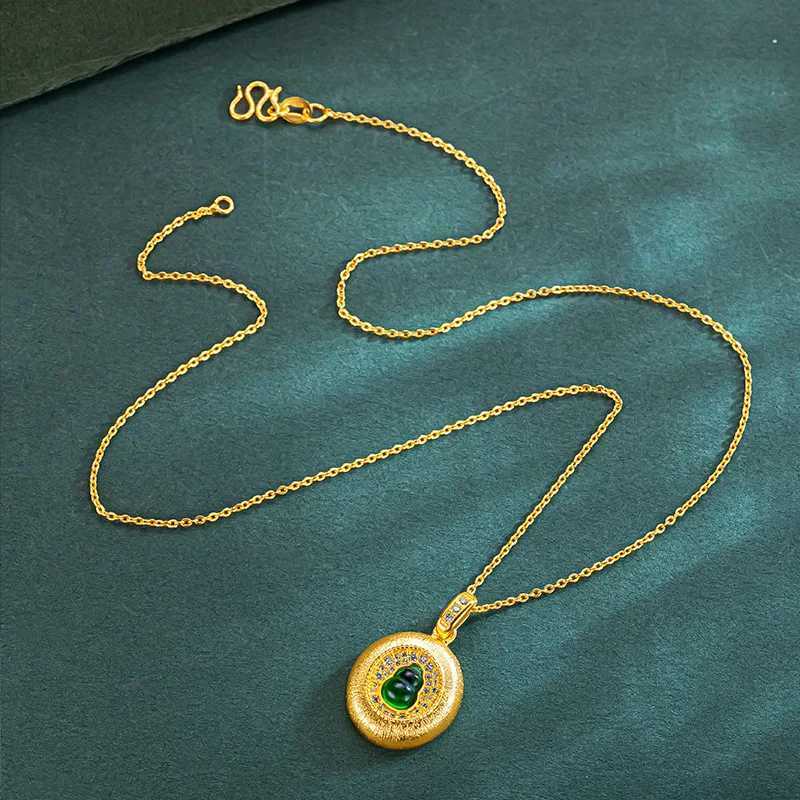 9999 24K real gold store same gold childrens necklace jade gourd sexy pendant beautiful jewelry H260324 - view 5