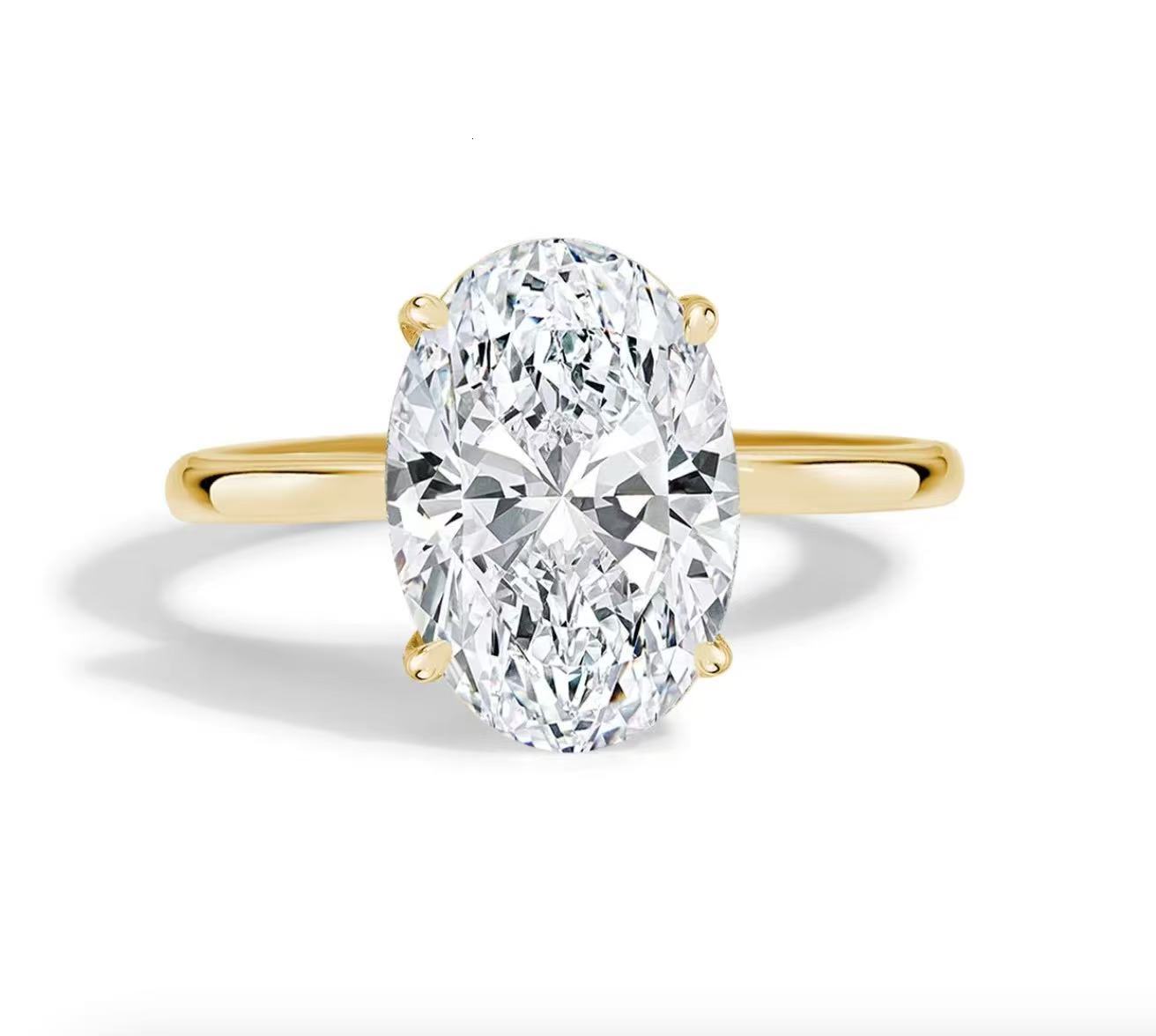 Manufacturer Custom Ring Set Solid 10K 14K 18K Marquise Solitaire Lab-Grown Diamond Engagement Ring with Wedding Band