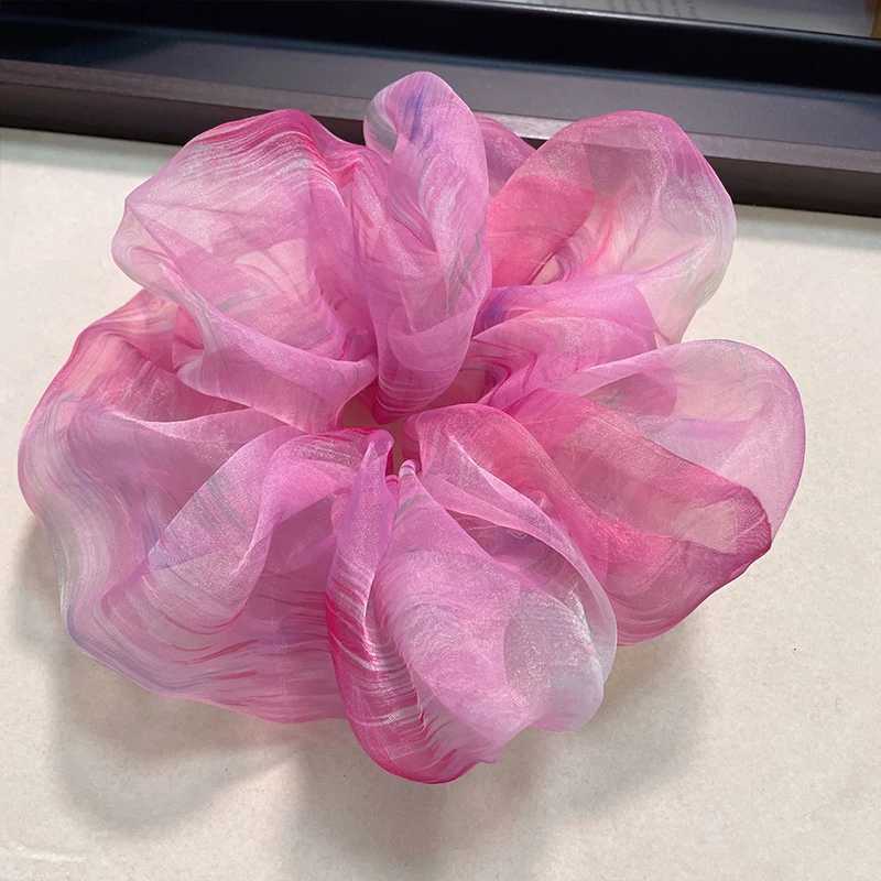 New Korean Elegant Summer Soft Yarn Scrunchies Women Elastic Hair Band Ponytail Holder Rubber Tie Band Hair Accessories H260324