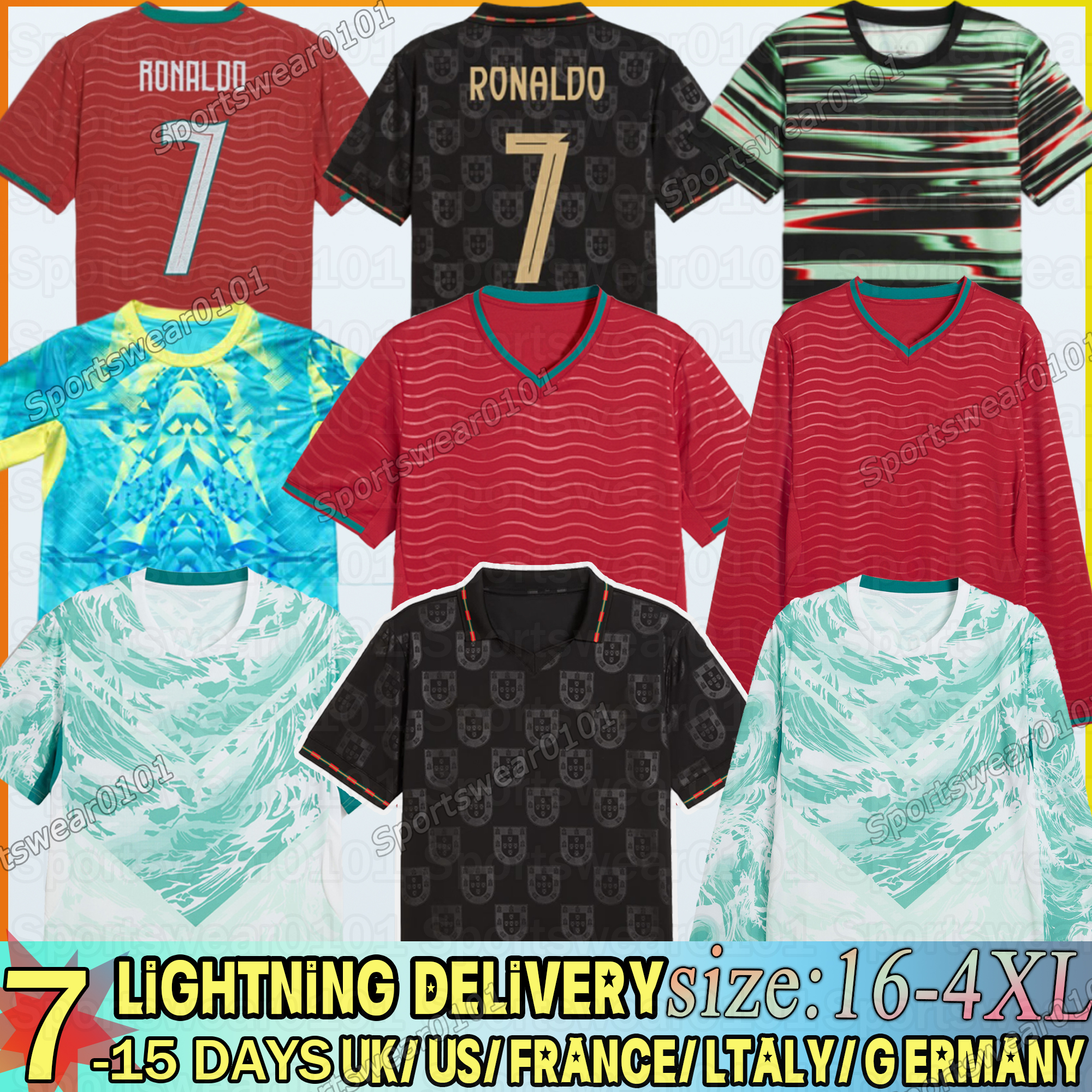 Portugal Soccer Jersey 2026 RONALDO Al Nassr Jersey B.FERNANDES BERMARDO LEAO football shirt Ramos Dias Felix Portugal jersey 2026 world cup men XXXL 4XL kids kit