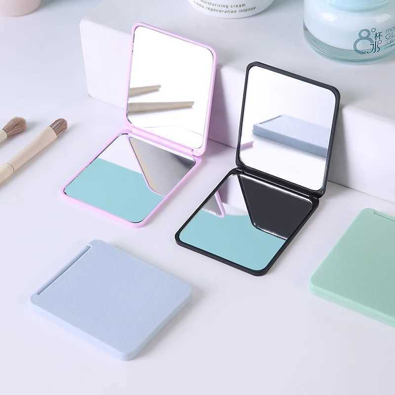 Black Square Double-Sided Portable Makeup Mirror Travel Compact Small Standable Mirror Student Dorm Desktop Vanity Daily Accesso H260324