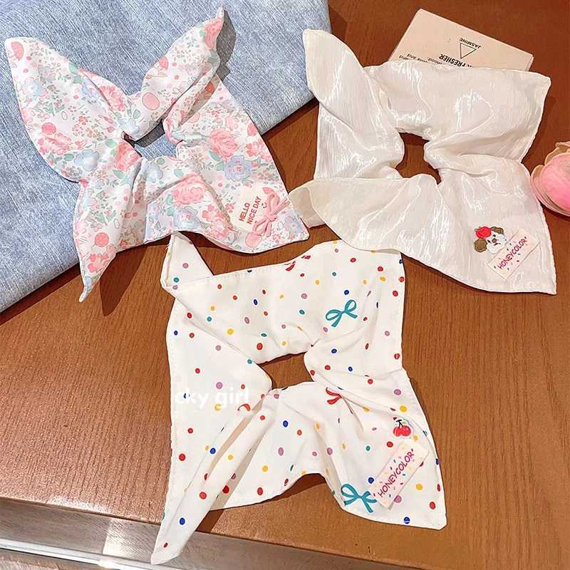 Cute Square Scrunchie For Girls Sweet Hair Ornament Children Hair Tie Headband Elastic Hair Band Kids Lovely Hair Accessories H260324