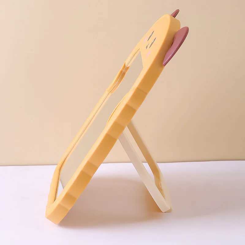 New Cute Plastic Vanity MirrorCartoon Cat Ear Bear Ear Desktop Foldable Vanity MirrorInternet Famous Bedroom Small Mirror H260324